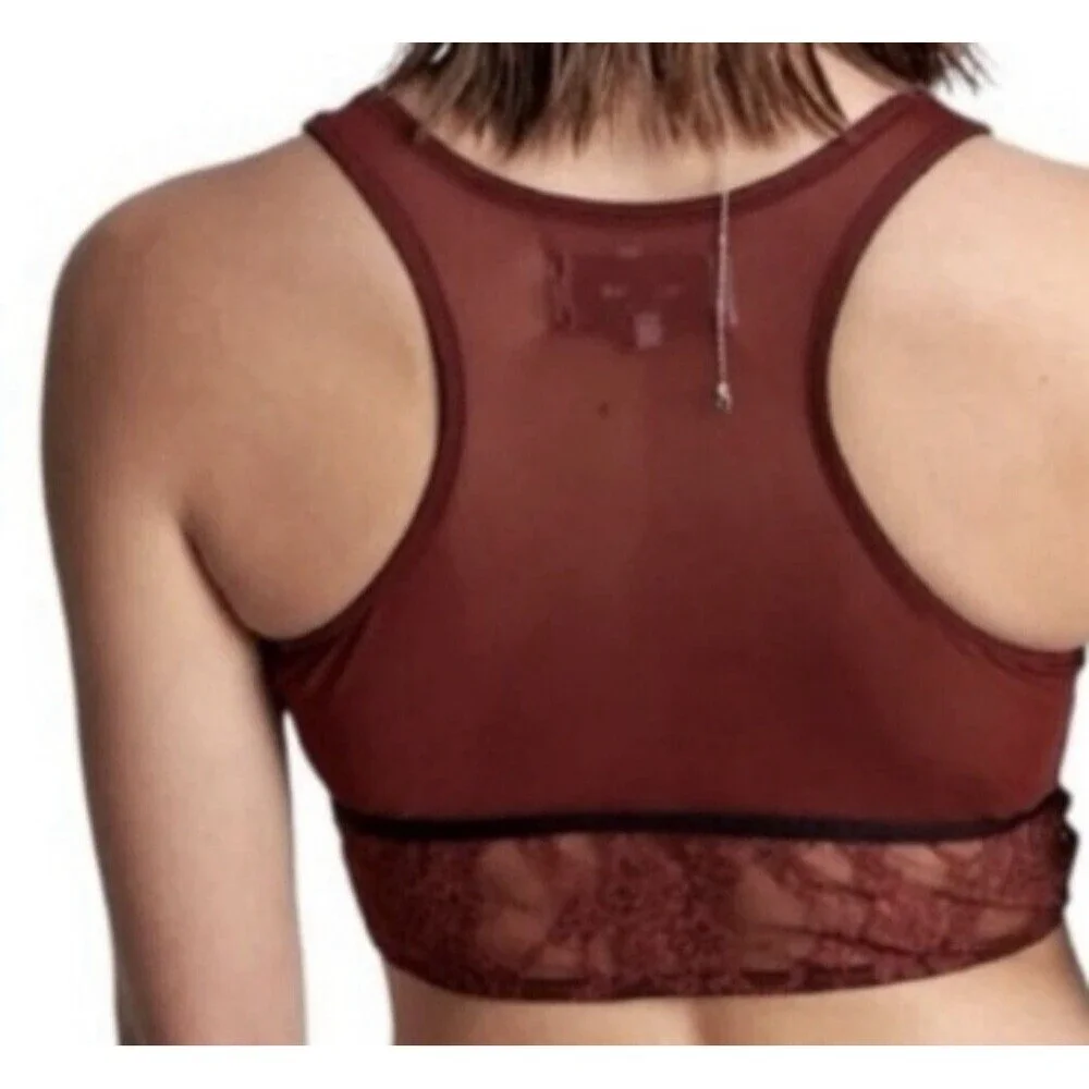 One Teaspoon Wine Red Mesh Lace Bralette Size Small Casual Loungewear Bra